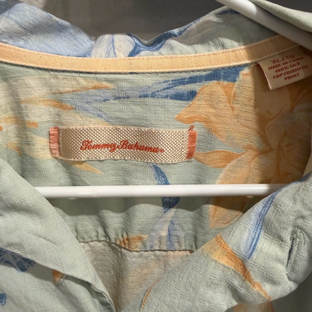 Tommy Bahama Pale Blue Tropical Floral Camp Shirt - Picture 4 of 4